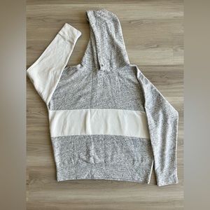 Abercrombie & Fitch Grey and White Hoodie Sweatshirt in size M